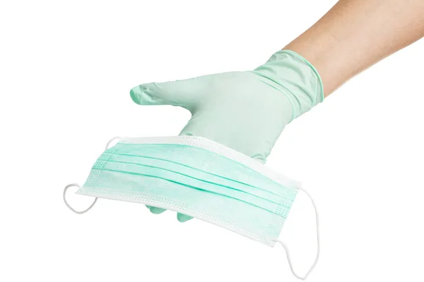 Medizinische Maske Mit Handschuhen Isoliert Auf Weißem Hintergrund — Stockfoto