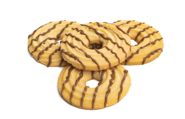 Cookies Kroužky Izolované Bílém Pozadí — Stock fotografie