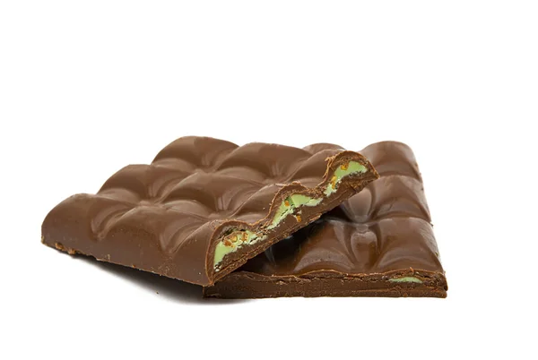 Chocolate Pistachios Isolated White Background — Stock Photo, Image