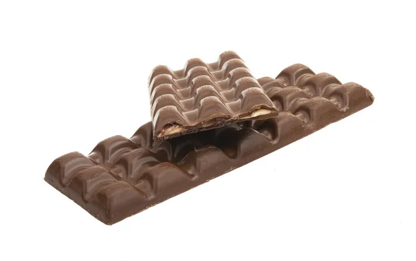 Шоколадний Бар Начинкою Ізольовано Білому Фоні — стокове фото