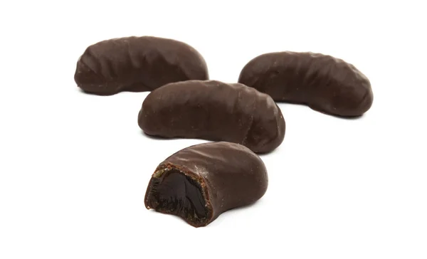 Chocoladereep Met Vulling Geïsoleerd Witte Achtergrond — Stockfoto