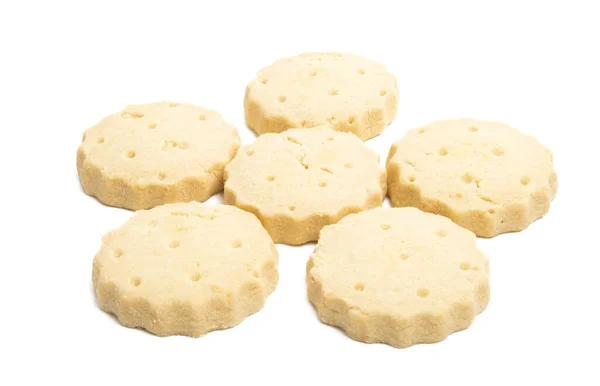 Biscoitos Manteiga Isolados Fundo Branco — Fotografia de Stock