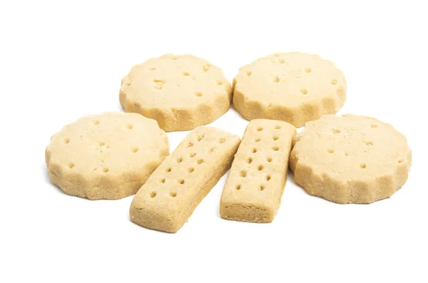 Biscoitos Manteiga Isolados Fundo Branco — Fotografia de Stock
