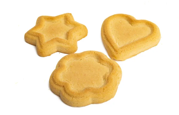 Smör Cookies Isolerade Vit Bakgrund — Stockfoto