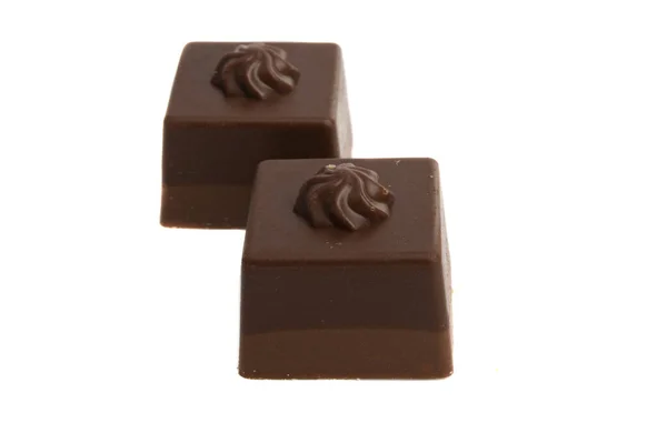 Chocolade Snoepjes Geïsoleerd Witte Achtergrond — Stockfoto