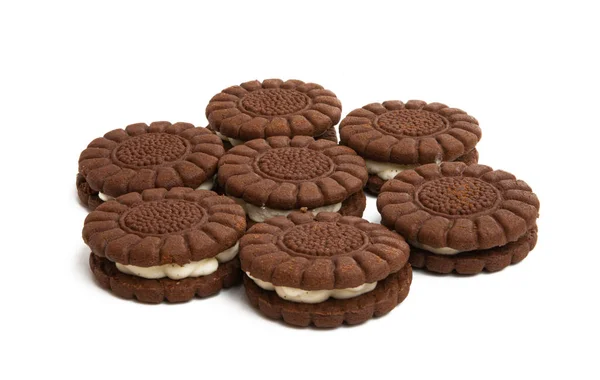 Čokoládové Dvojité Cookie Izolované Bílém Pozadí — Stock fotografie
