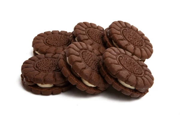 Schokolade Double Cookie Isoliert Auf Weißem Hintergrund — Stockfoto