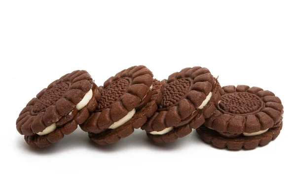 白地に隔離されたチョコレート ダブルクッキー — ストック写真