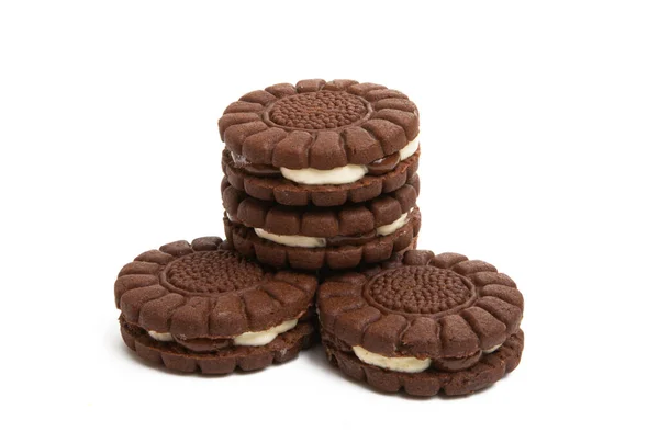 Schokolade Double Cookie Isoliert Auf Weißem Hintergrund — Stockfoto