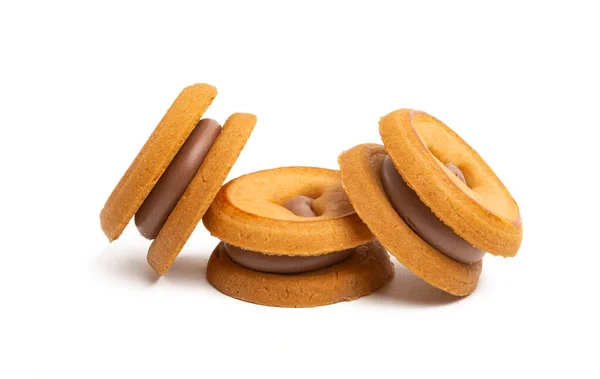 Galletas Con Corazón Aislado Sobre Fondo Blanco —  Fotos de Stock