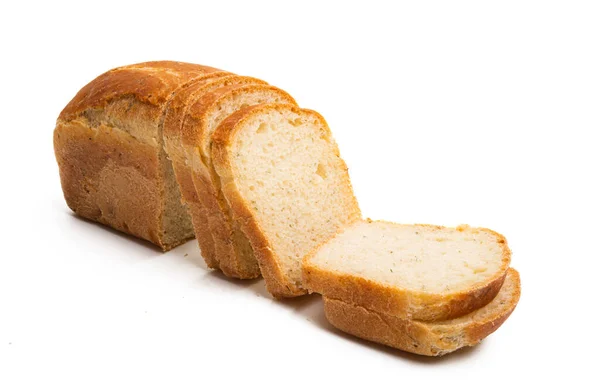 Sneetjes Brood Geïsoleerd Een Witte Achtergrond — Stockfoto