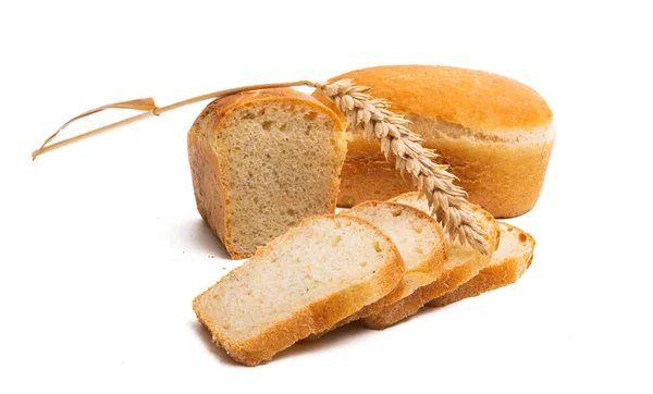 Slices Bread Isolated White Backgroun — Stock Photo, Image