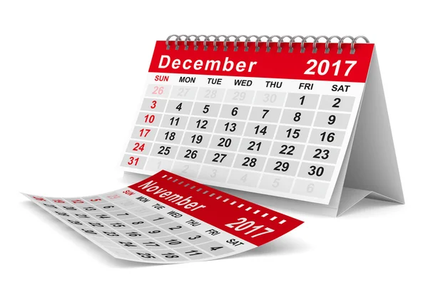 2017 calendario del año. Diciembre. Imagen 3D aislada —  Fotos de Stock