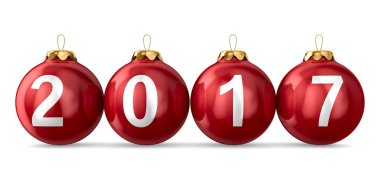 Beyaz arka plan üzerinde Noel dekorasyonu. 2017 yıl. İzole 3d