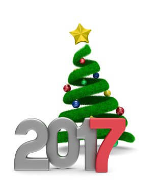 beyaz Noel ağacı. izole 3d görüntü