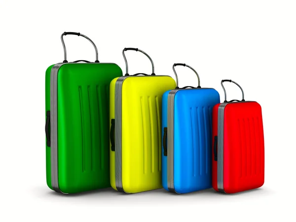Resväskor på vit bakgrund. Isolerade 3d-bild — Stockfoto