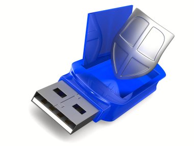 USB flash sürücü beyaz zemin üzerinde. izole 3d görüntü