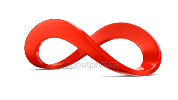 Signo infinito rojo sobre fondo blanco. Renderizado 3D — Vídeos de Stock