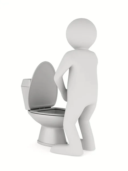 Muž a toaletní mísy. izolované 3d obraz — Stock fotografie