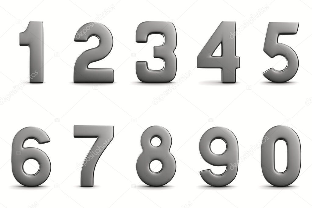 Numbers on white background. Isolated 3D image