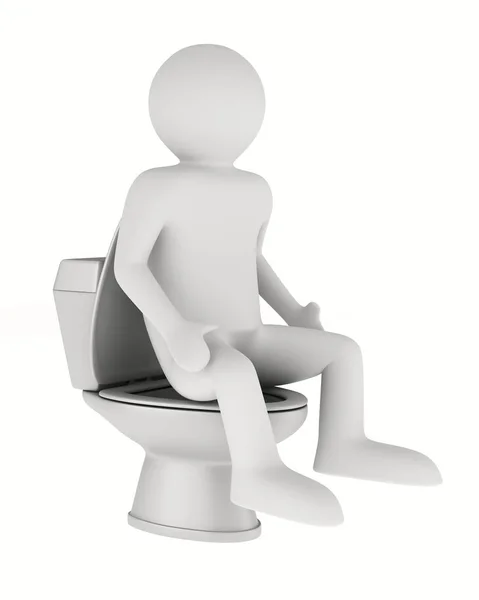Ember és WC-vel a tálba. elszigetelt 3D-s kép — Stock Fotó