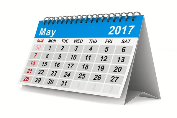 2017 calendario del año. Mayo. Imagen 3D aislada —  Fotos de Stock