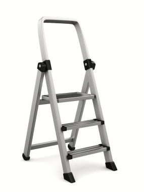 Beyaz arka plan üzerinde merdiven. İzole 3d görüntü