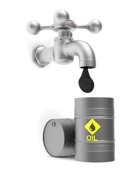 Produkcja oleju koncepcja na białym tle. Na białym tle obraz 3d — Zdjęcie stockowe