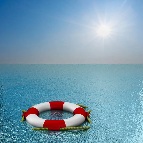 Bóia salva-vidas na água. Imagem 3D — Fotografia de Stock