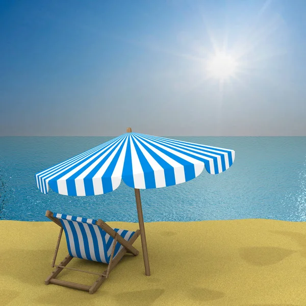 Vacation on the seashore. 3D image — Stock Photo, Image