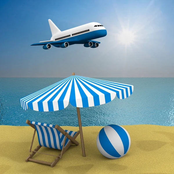 Vacation on the seashore. 3D image — Stock Photo, Image