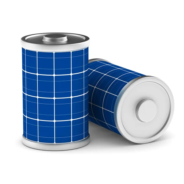 Bateria solar no fundo branco. Imagem 3d isolada — Fotografia de Stock