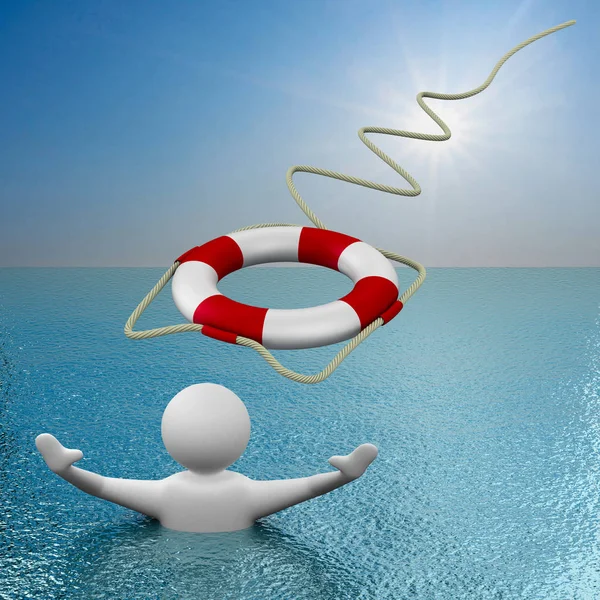 Rolling in lifebuoy. 3D image — Stock Photo, Image