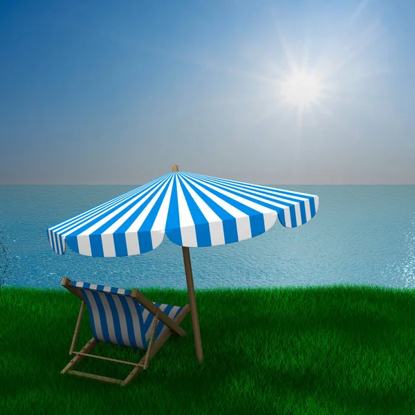 Vacation on the seashore. 3D image — Stock Photo, Image