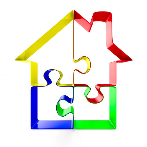 House from puzzle on white background. Isolated 3D image — Stock Photo, Image