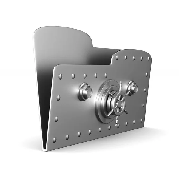 Computer folder with lock on white background. Isolated 3d image — Stock Photo, Image