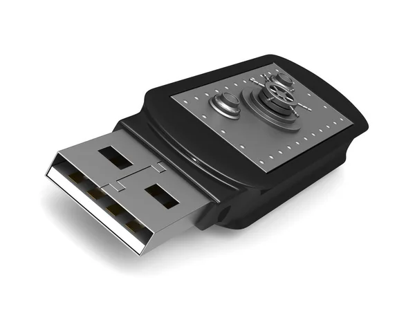 USB-minne på vit bakgrund. isolerade 3d-bild — Stockfoto