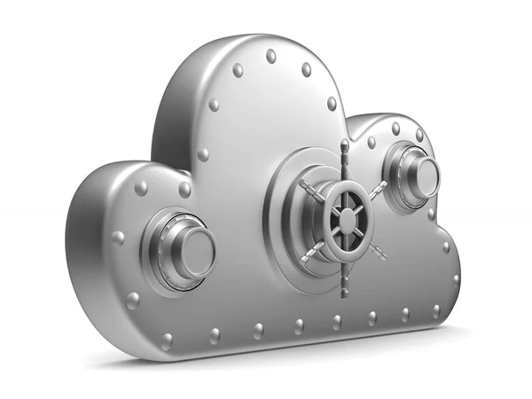 Cloud with lock on white background. Isolated 3D image — Stock Photo, Image