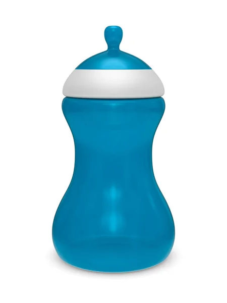 Garrafa de bebê no fundo branco. Imagem 3D isolada — Fotografia de Stock