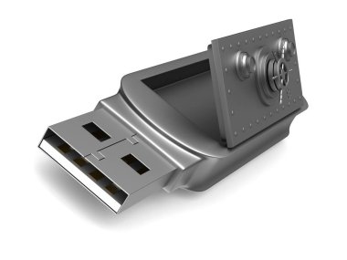 USB flash sürücü beyaz zemin üzerinde. izole 3d görüntü