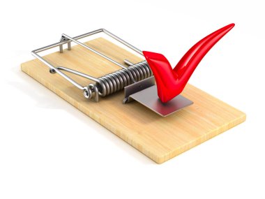 Beyaz arka plan üzerinde fare kapanı. İzole 3d görüntü