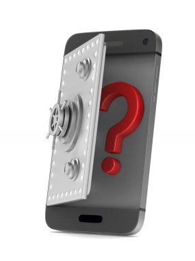 Beyaz arka plan üzerinde koruma telefon. İzole 3d görüntü