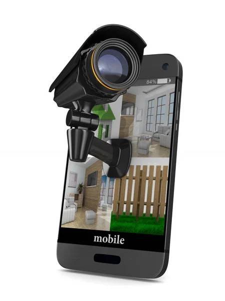 Telefoon met camera op witte achtergrond. Geïsoleerde 3D-beeld — Stockfoto