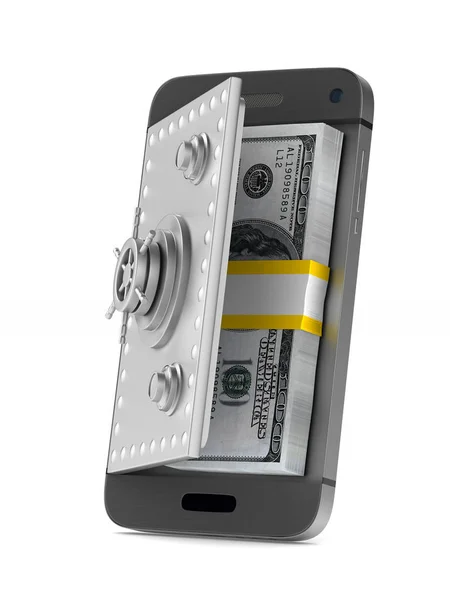 Захисний телефон на білому тлі. Ізольовані 3D ілюстрації — стокове фото