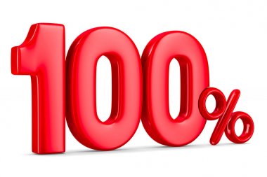 Beyaz arka plan üzerinde yüzde yüz. İzole 3d illustratio