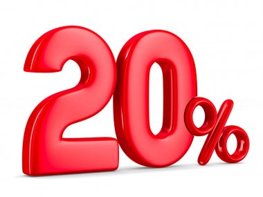 Beyaz arka plan üzerinde yüzde yirmi. İzole 3d çizim