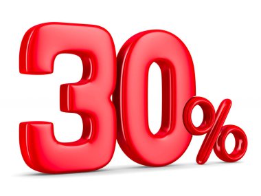 Beyaz arka plan üzerinde % 30'u. İzole 3d çizim