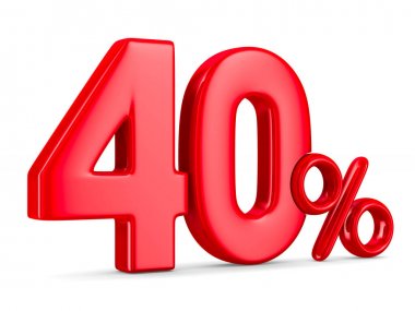 Beyaz zemin üzerine kırk yüzde. İzole 3d çizim