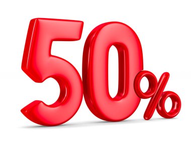 Beyaz arka plan üzerinde yüzde ellisi. İzole 3d çizim