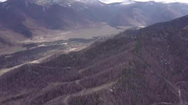 Altay Dağları. Güzel yayla manzara. Rusya. Sibirya. Quadcopter uçakla. Üstten Görünüm